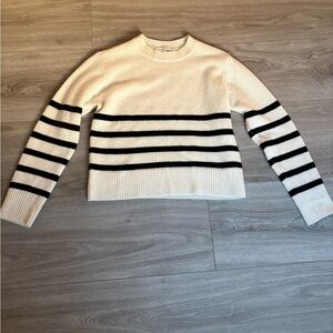 Frame Off White Black Striped Crewneck Cashmere Sweater